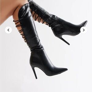 Fashion Nova stiletto Black Knee-High Boots